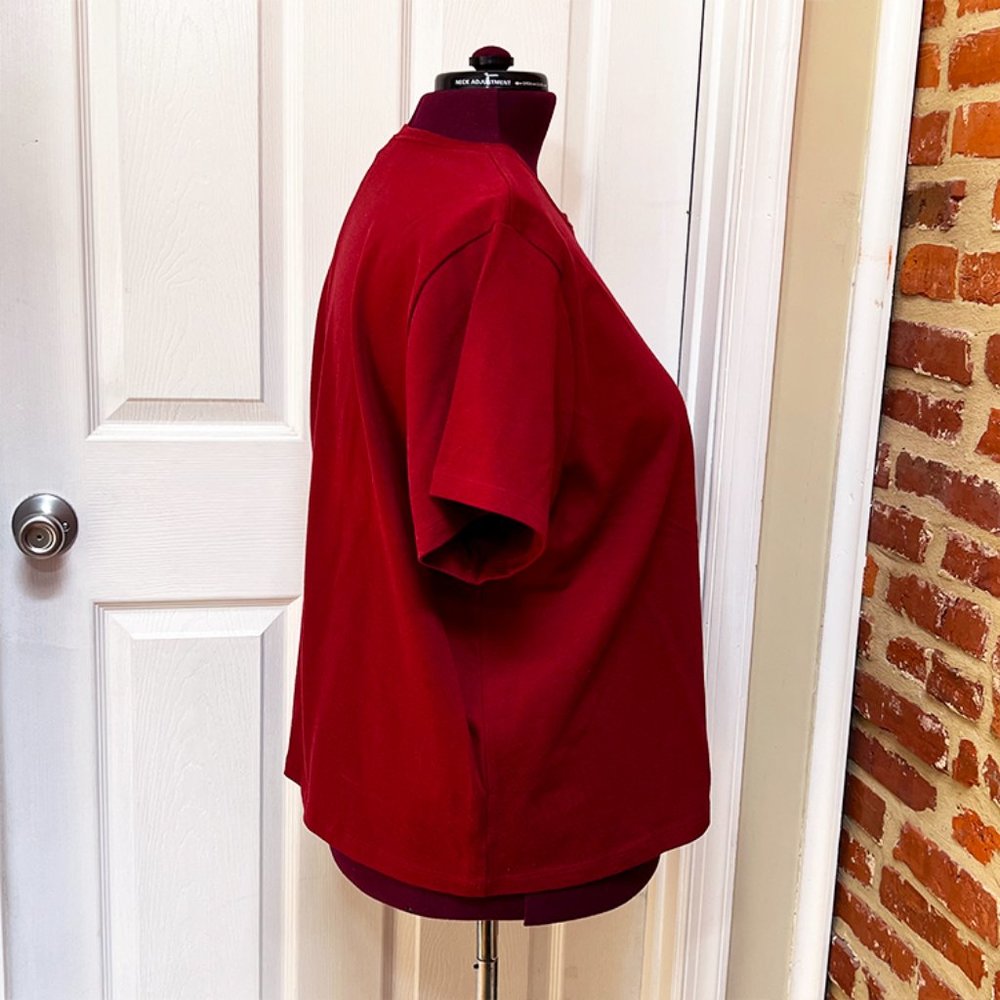 Lane Bryant Venezia Dark Red Heavyweight Crew Neck Short Sleeve T-Shirt - Picture 2 of 4